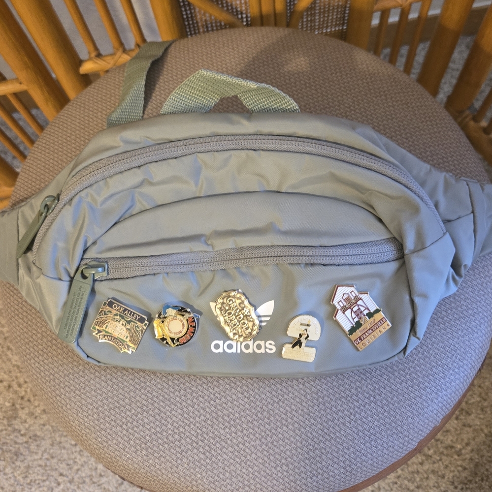 Adidas Light Green Waist Bag with Pins